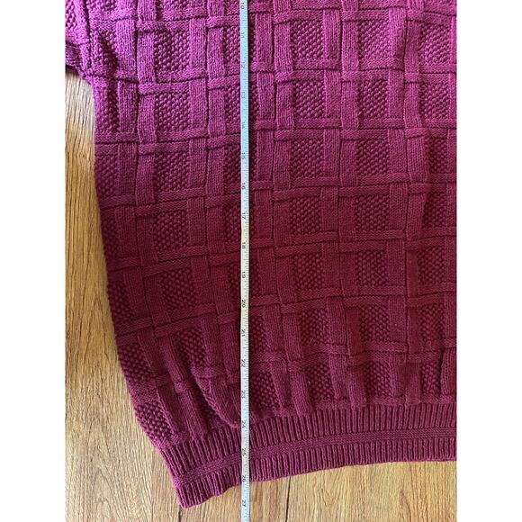 Van Heusen Vtg Chunky Red Patterned Sweater Suze Medium - Picture 4 of 5